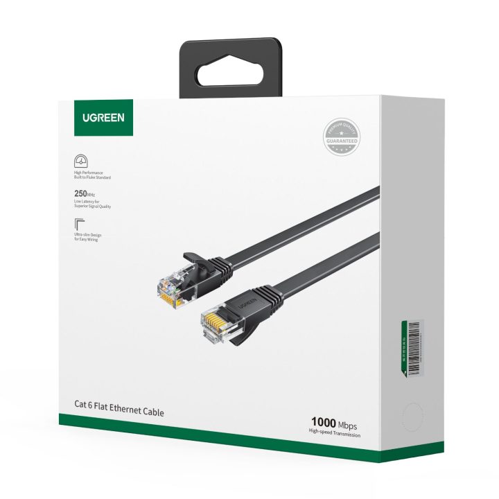 UGREEN NW102 Cat6 U/UTP Flat Ethernet Cable 5m - Black - Image 5