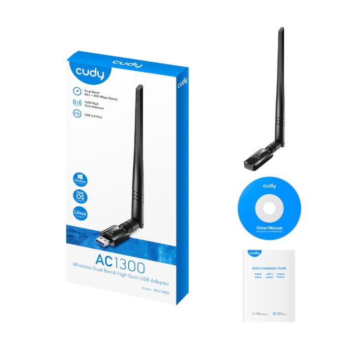 Cudy 1300Mbps High Gain WiFi USB3 Adapter with High Gain Antenna - Image 2