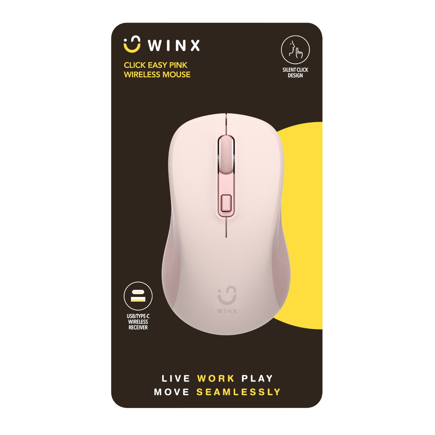 WINX CLICK Easy 1600DPI 2.4GHz Wireless Mouse-Pink - Image 3