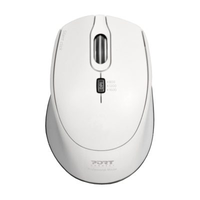 Port Connect Silent 1600DPI 3 Button Wireless Mouse - White