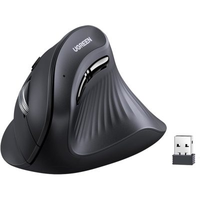 UGreen Multi-Mode Vertical Mouse Bluetooth and 2.4G Wireless–Black