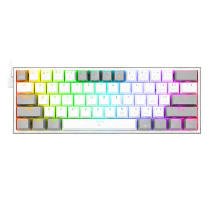 Silver White Rgb Redragon K617 FIZZ 60% Wired RGB Gaming Keyboard-White/Grey – The PC Shop