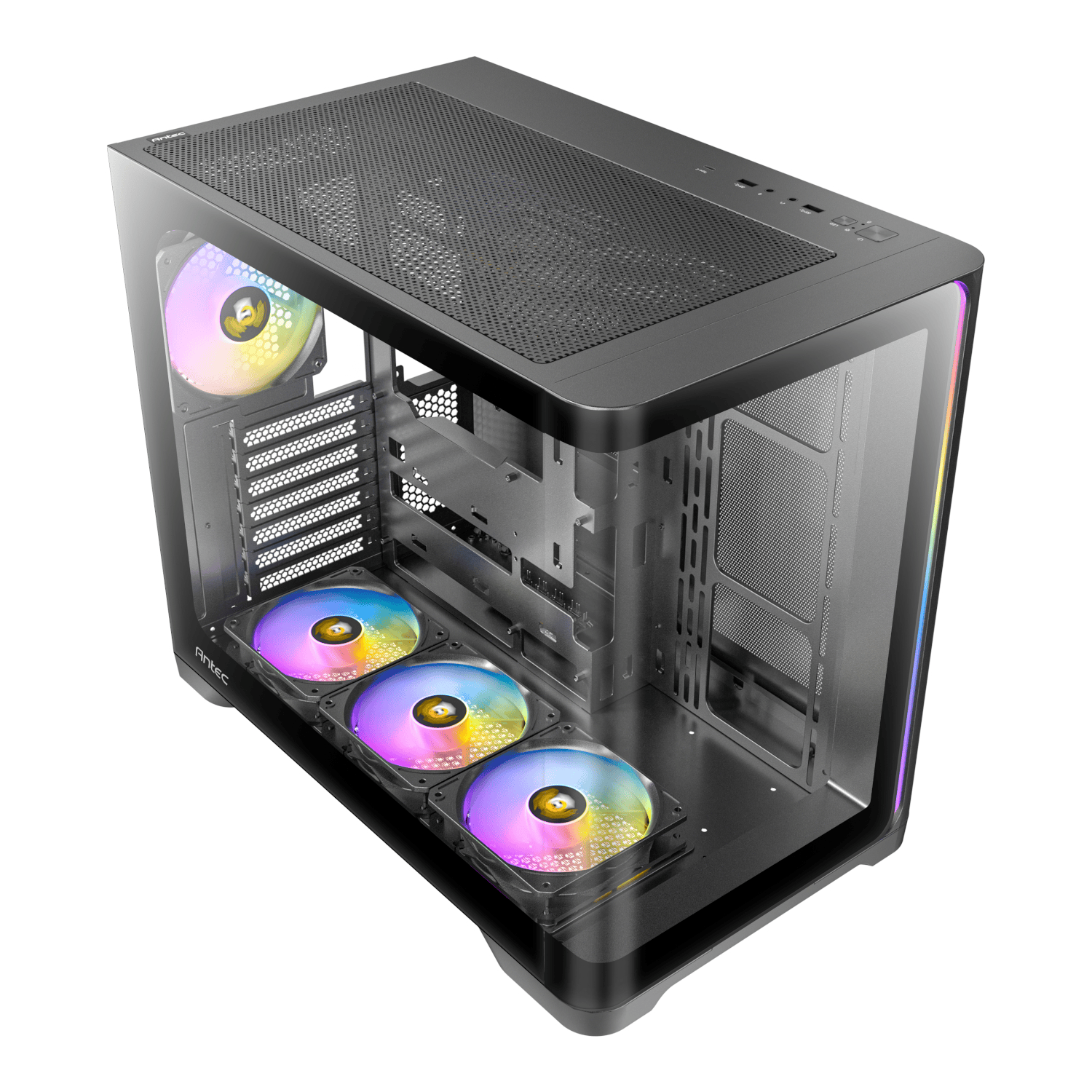 Antec C5 CURVED ARGB ATX | Micro-ATX | ITX ARGB Dual Chamber Mid-Tower Gaming Chassis - Black - Image 4