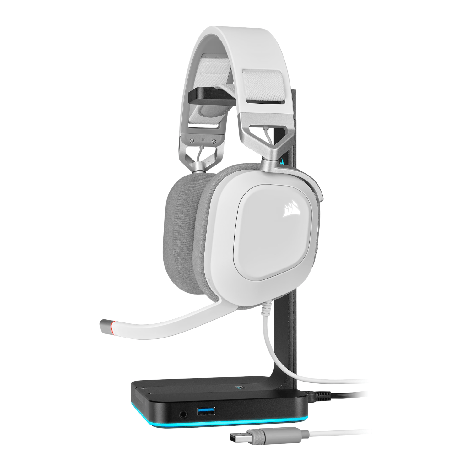 Corsair HS80 RGB USB Wired Over-Ear Gaming Headset — White - Image 5