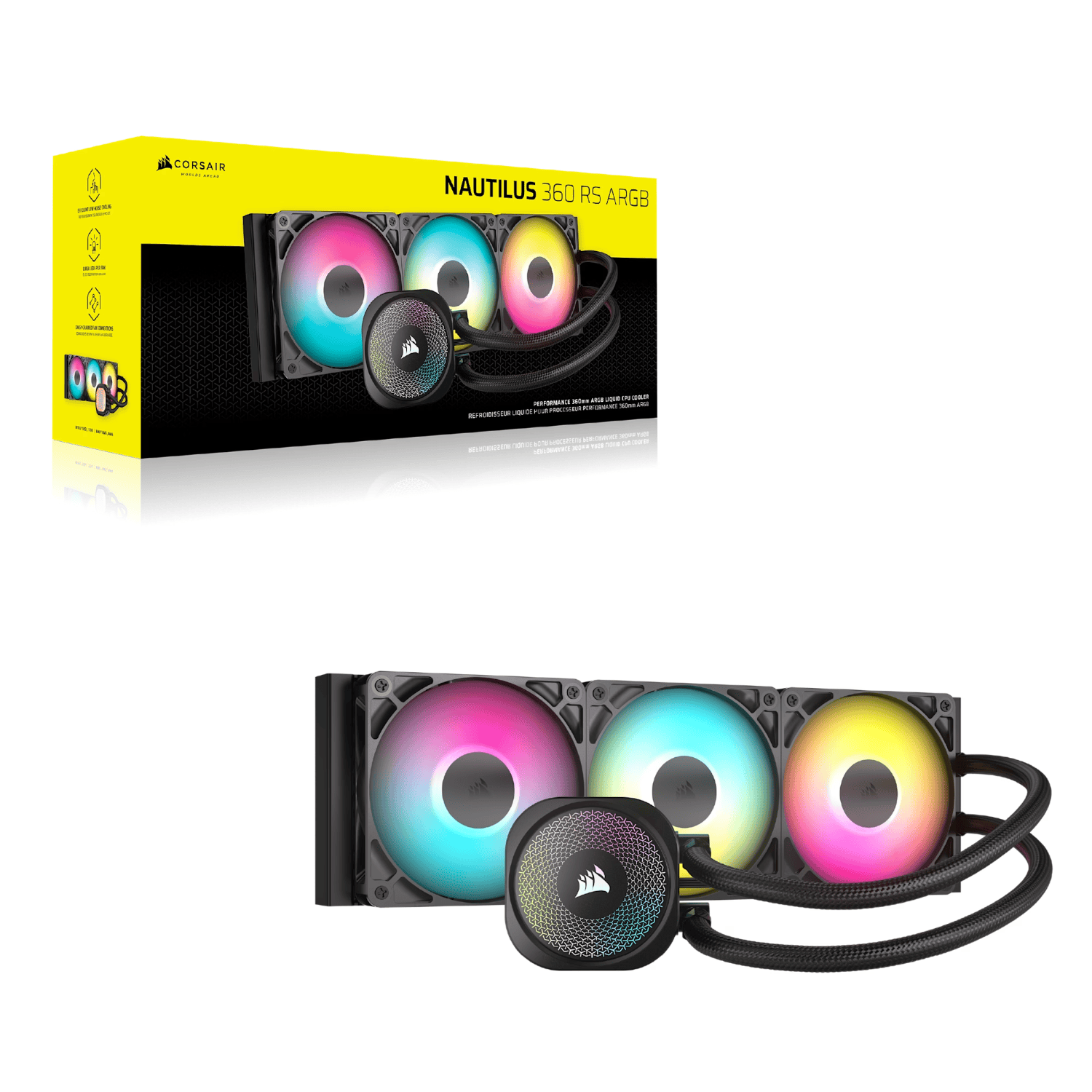 Corsair NAUTILUS 360 RS ARGB Liquid CPU Cooler - Black - Image 6