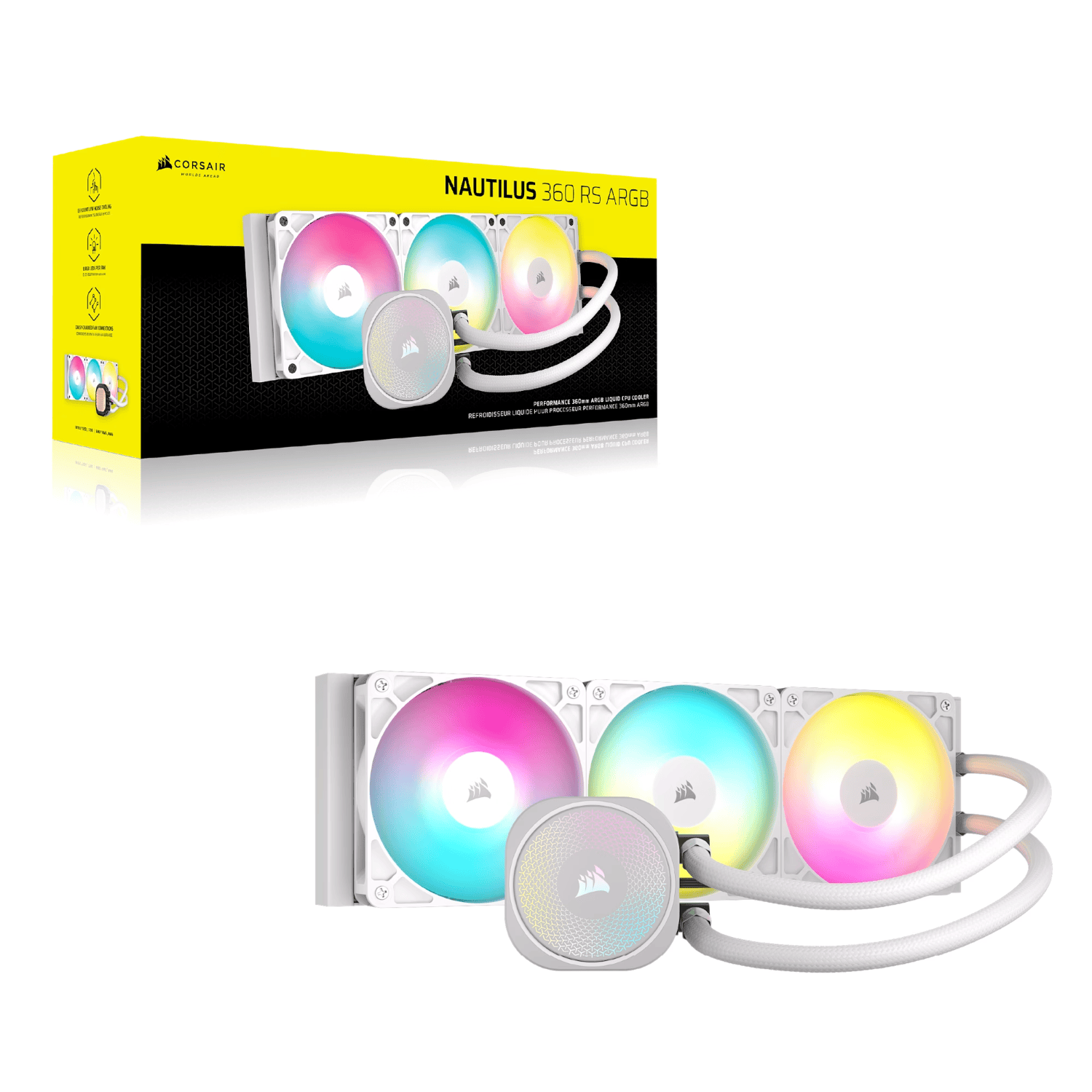 Corsair NAUTILUS 360 RS ARGB Liquid CPU Cooler - White - Image 6