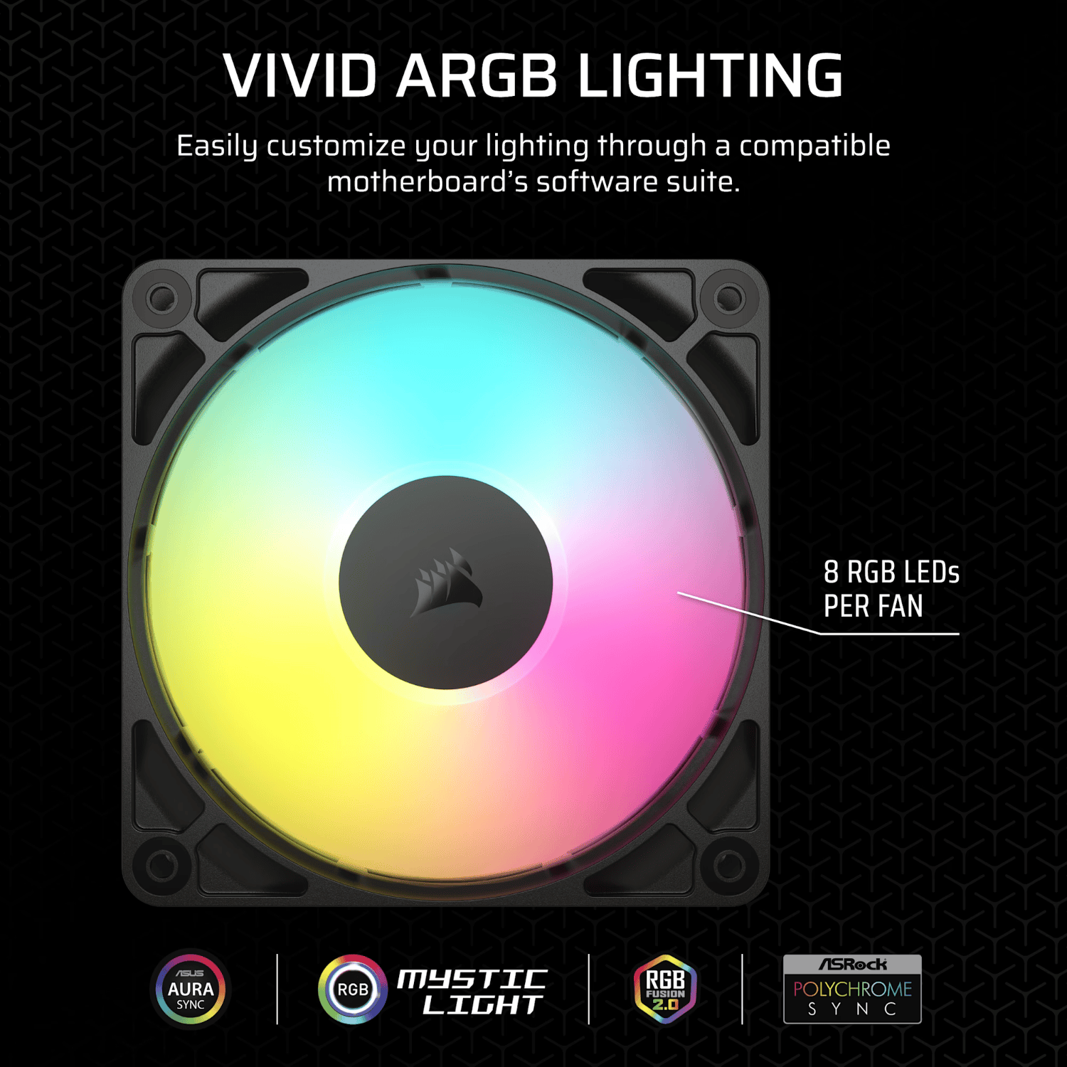 Corsair RS120 ARGB 120mm PWM Fan - Black - Image 5